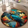 1pc Parrot StainedGlass Office Round Area Rug, Indoor Mat Suitable ForOffice, Under Office Chairs Bedroom Living Room Home Decor, Room Deco D171