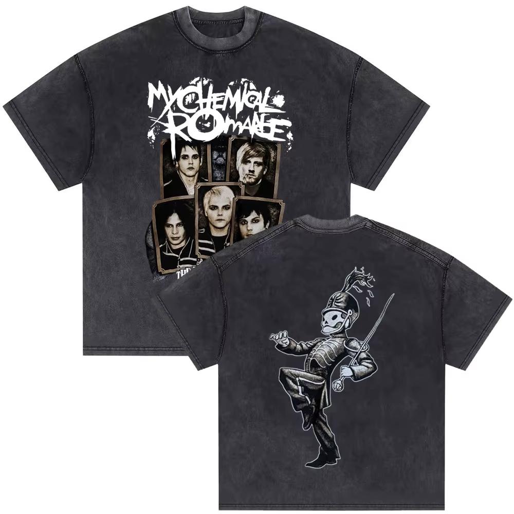 2026 Washed Vintage My Chemical Romance 2007 Tour T Shirt Men Women Parade Punk Emo Rock Band T-shirts Gothic Cotton Oversized T-shirts