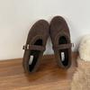 Leopard Fur Lining Women Flats Shoes Concise Round Toe Shallow Shoes Comfort Warm Cotton Outdoor Shoes For Autumn Winter
