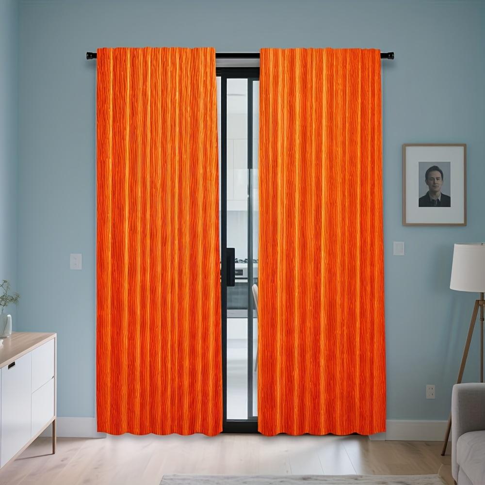 Rideaux de fenêtre d'automne orange vif modernes Ensemble de 2 pièces Style plat bidimensionnel Tissu semi-occultant pour la vie privée pour salon