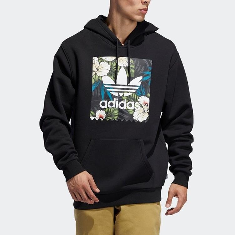 Adidas Originals Adifloral Hoodie With Printed Drawstring Men Tops Black FM7305