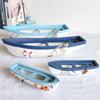 Model Crafts Wooden Boat Ornaments Simulation Marine Style Ship Statue Chic Mediterranean Styles Boat Figurine Home Decoration