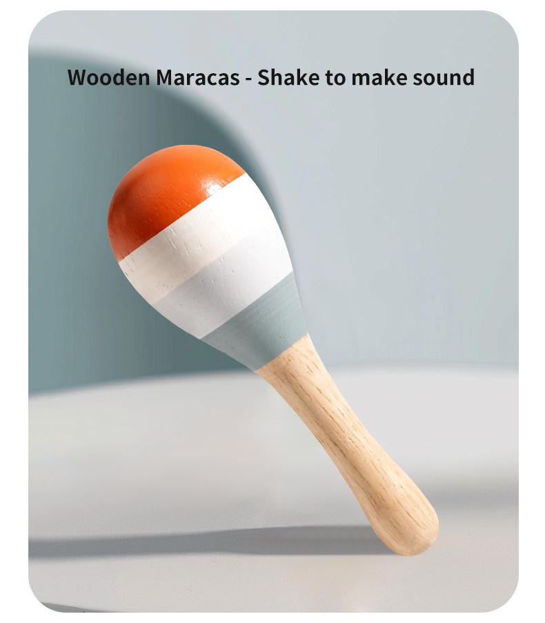 5-Piece Wooden Orff Rattle Set: Soothing Musical Instruments for Baby's Early Education