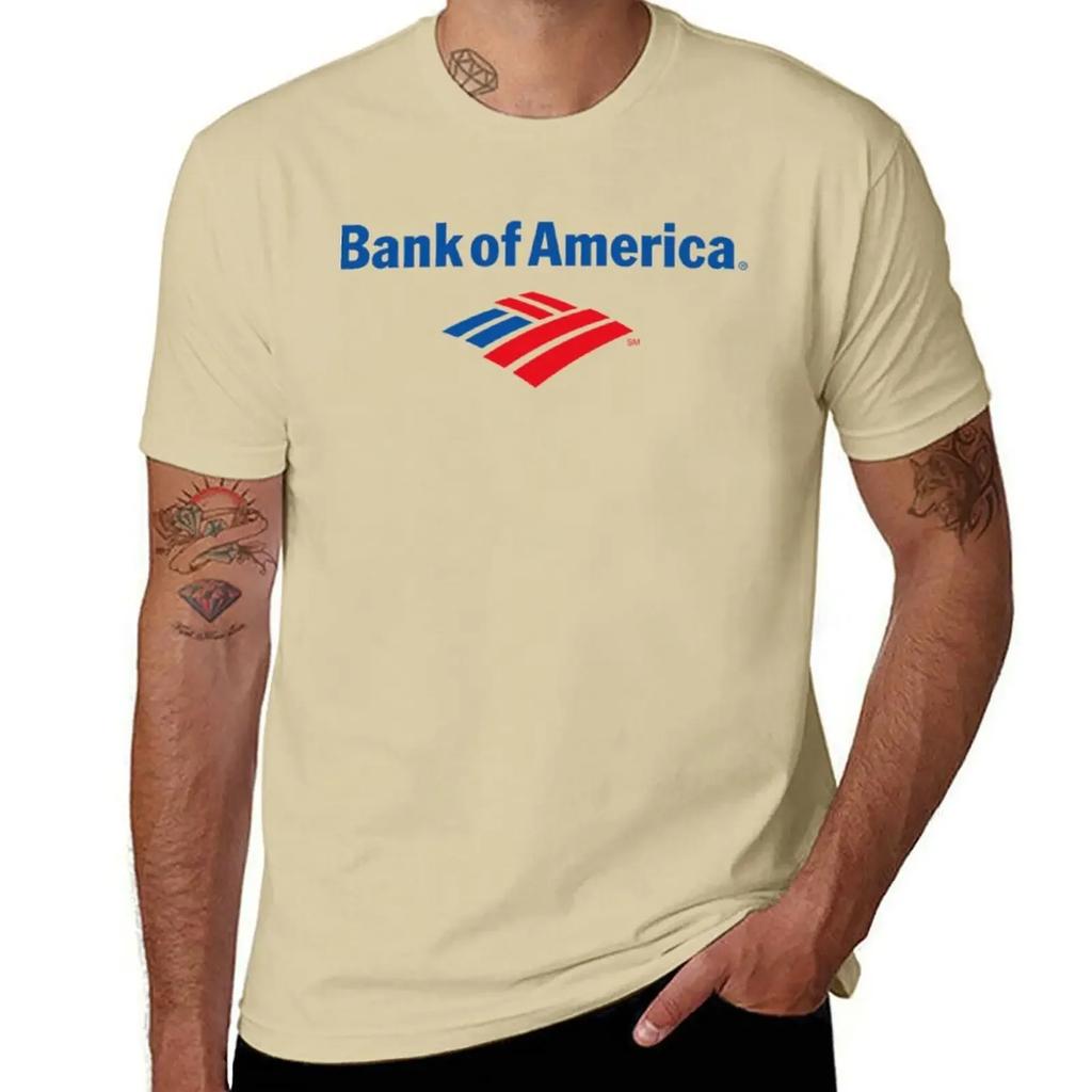 BANK OF AMERICA T-Shirt plus sizes summer tops blue archive oversized t shirt plain white t shirts men