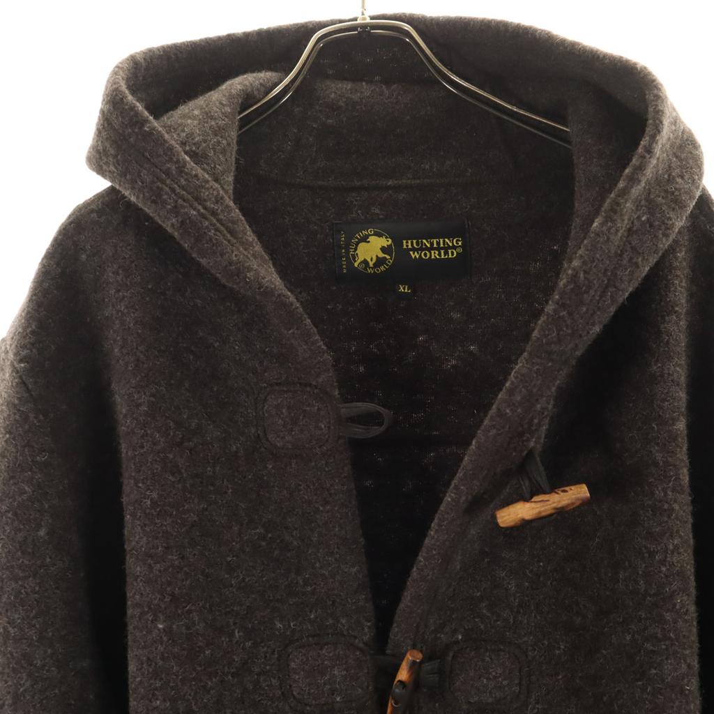 HUNTING WORLD made in Italy Compressed wool Duffel coat XL Charcoal gray Women Used