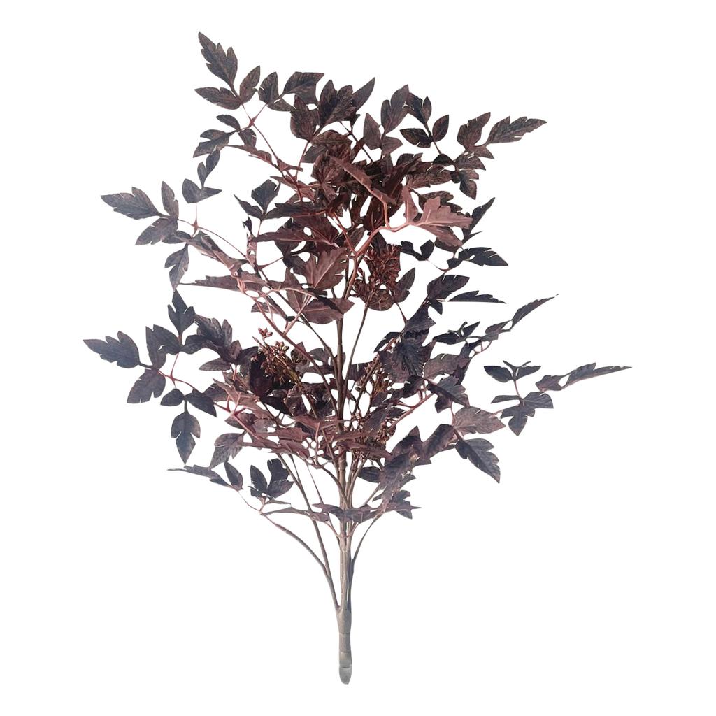 Artificial Cimicifuga Leaf Spray,  Faux Fall Branch With Long Stems For Vase, Thanksgiving Centerpiece Halloween Decor