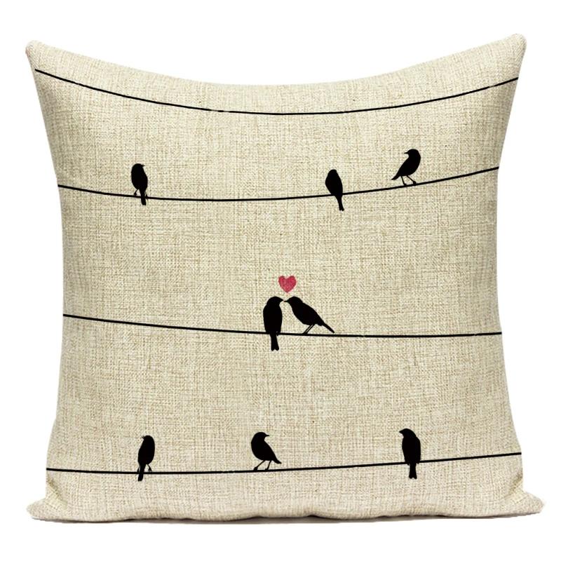 Black White Letter Cushion Cover Polyester Animal Bear Deer Stripes Pillow Case Sofa Bedroom Chair Home Decor Pillow Cover