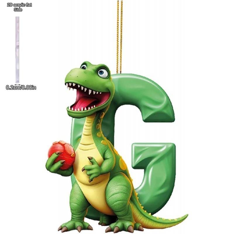 1ks vánoční dinosauří ozdoby 26 písmen kreslený přívěsek 2D plochý akrylový materiál dinosauří figurky závěsná vánoční párty dekorace, ideální pro domácnost
