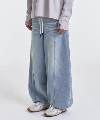 Gicheol Denim Sweat Balloon Pants (Light Blue)