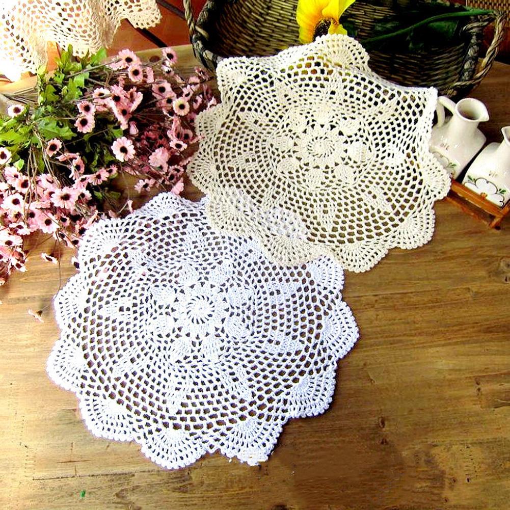 25cm Diameter Crochet Mats Lace Table Cloth Vintage Doily