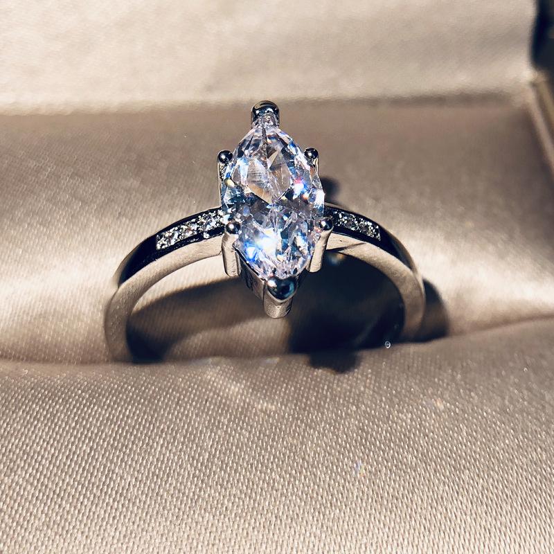Fashion Horse Eye Rings Color White Zircon Ring Wedding Engagement Jewelry for Women