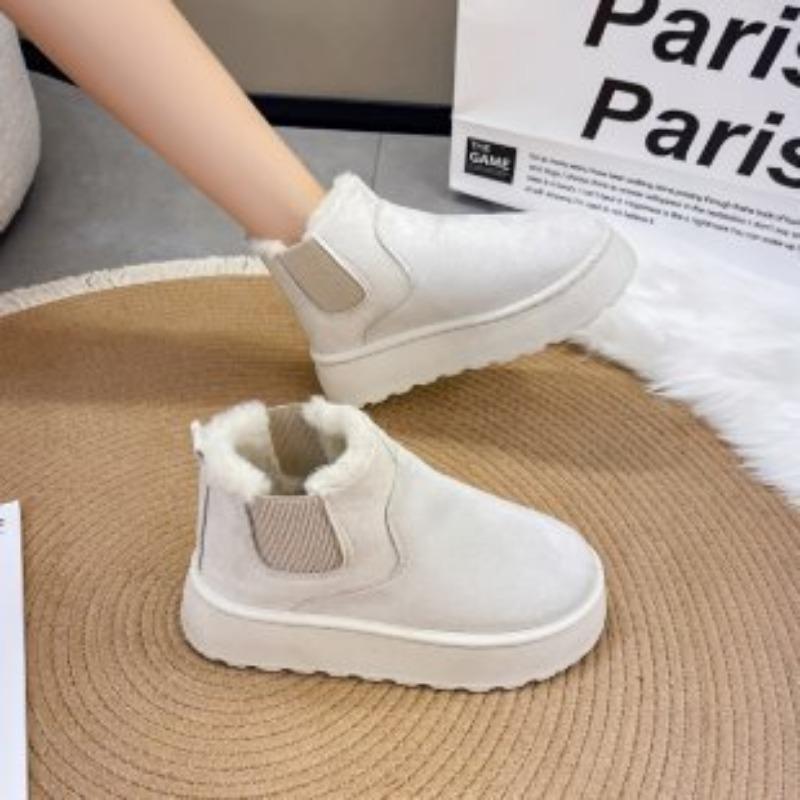 Women's Large Size Soft Sole Winter Warm Fur One Snow Boots Padded Lined Ankle Boots Anti-slip Hiking Sports Cotton Boots Short Boots