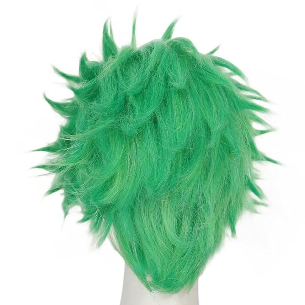 Short Green Wigs for Men Light Grass Green Wig Zoro Wig Boys Heat Resistant Synthetic Halloween Party Cosplay Wigs