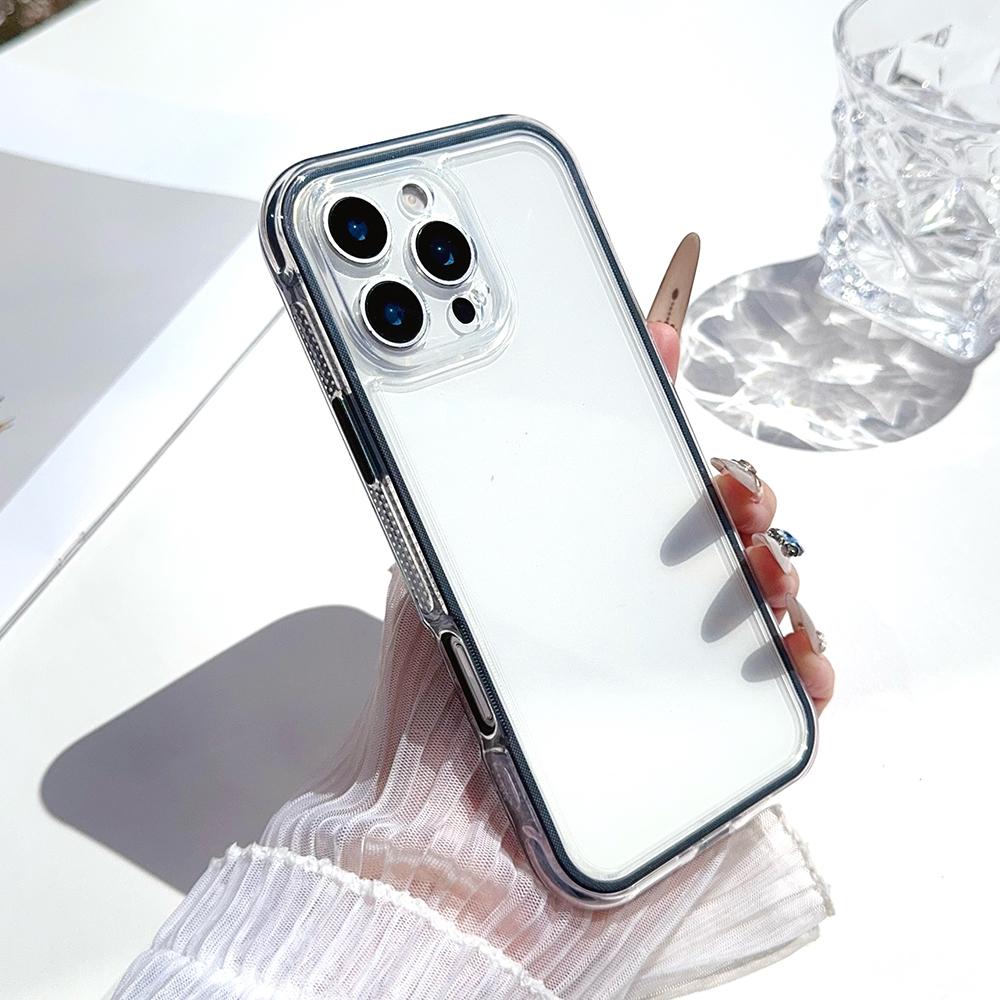2 IN 1 Clear Candy Color Case for For Iphone 16E 1 14 Plus 13 12 11 17 Pro Max Shockproof Bumper Protective Cover Phone Accessories