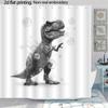 Tyrannosaurus Rex Soap Bubble Shower Curtain 1Pc With 12 Hooks For Bathroom Home Decor Polyester 2D Flat Print 70.8X70.8 Inch