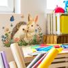 Self-adhesive Wall Stickers Cute Rabbit Hedgehog Butterflies Flowers for Kids Room Bedroom Home Decor