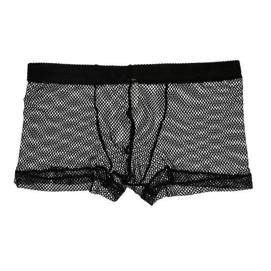 Men Boxers See-through Mesh Thin Low Waist Elastic Soft Breathable Solid Color U Convex Anti-septic Men Underpants Underwear