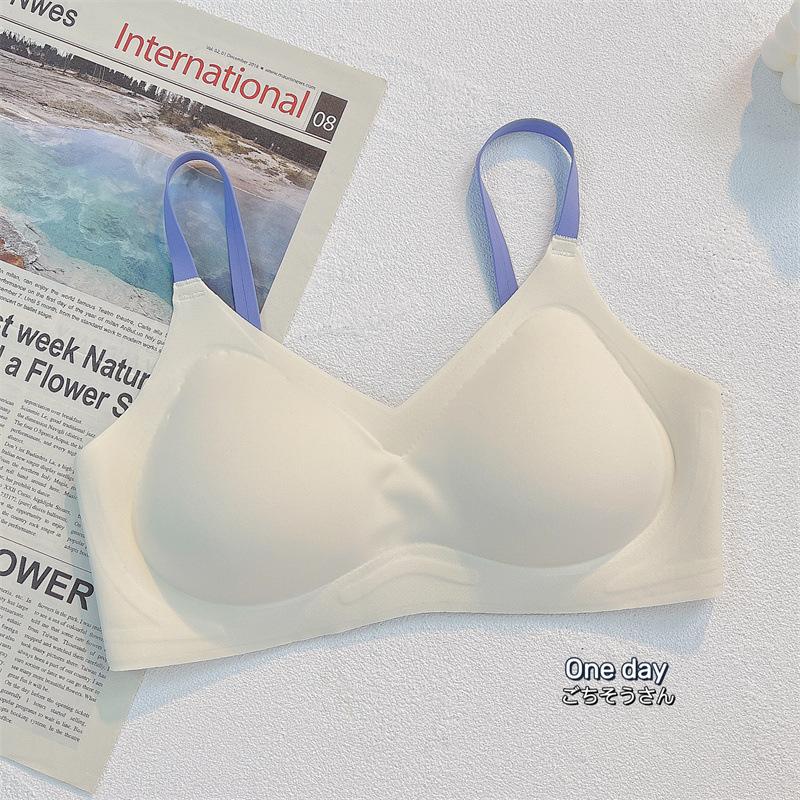 Fixed cup seamless underwear women's small breasts gather and show large steel rim bra summer thin bra cover