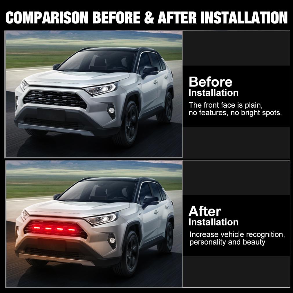 Car LED Front Grille Lights RGB Decorative Lights 4 In 1 Signal Lamp APP Adjustable 12V Universal Sound Control Auto Grille Lighting