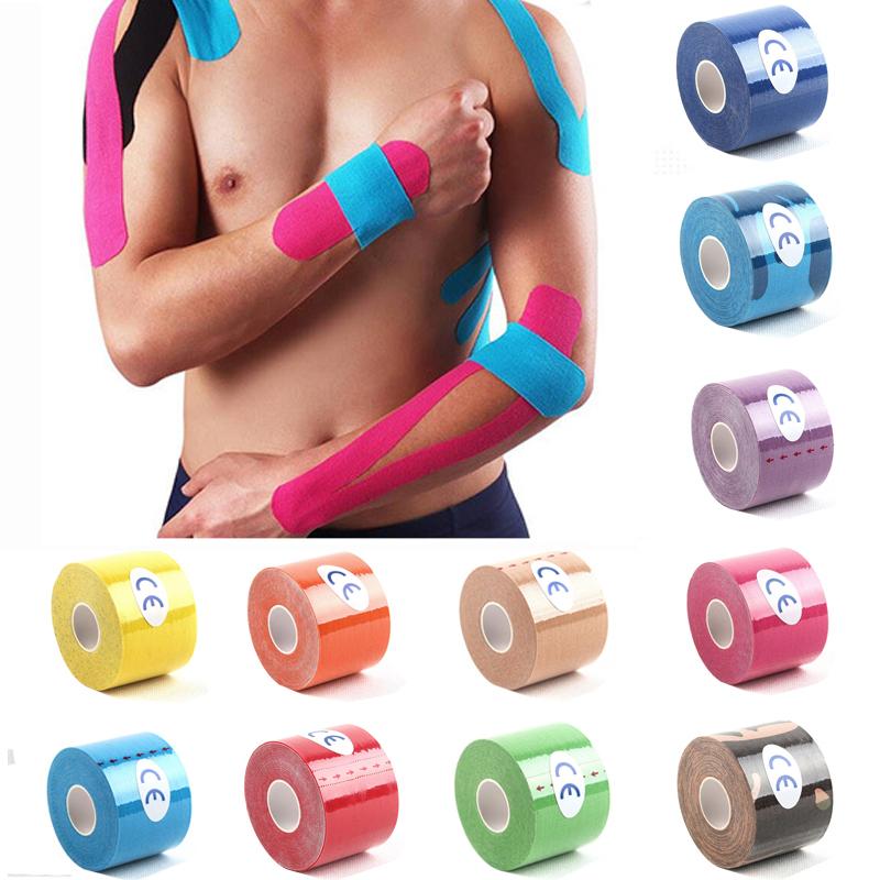 Colorful 2.5/5cm Waterproof Kinesiologe Tape Kinesiology Tape Sport Taping Strapping Football Knee Muscle Elastic Bandage Fit 2.5cm&5 meters