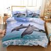 Delfin Dynetrekksett 3D Delfiner Hopper Sengetøy Polyester Havdyr Tema For Tenåringer Dobbel Queen King Size Dyne Trekk