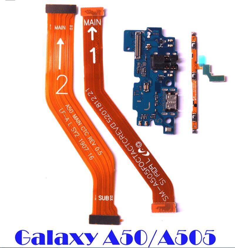 

1x полоса боковых кнопок громкости материнской платы ЖК-дисплей USB charing board микрофон гибкий кабель для Samsung Galaxy A50 A505F A505DS A505FN
