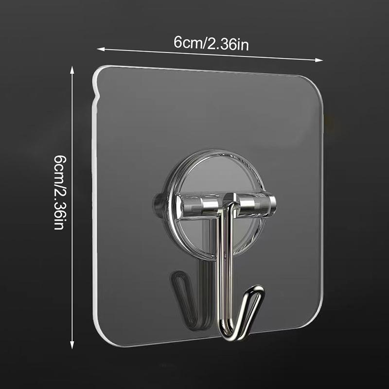 1Pcs Heart-Shaped Square Transparent Hook Non-Punched Plastic Love Hanger Rack Self-Adhesive Key Towel Multi-Purpose Hook