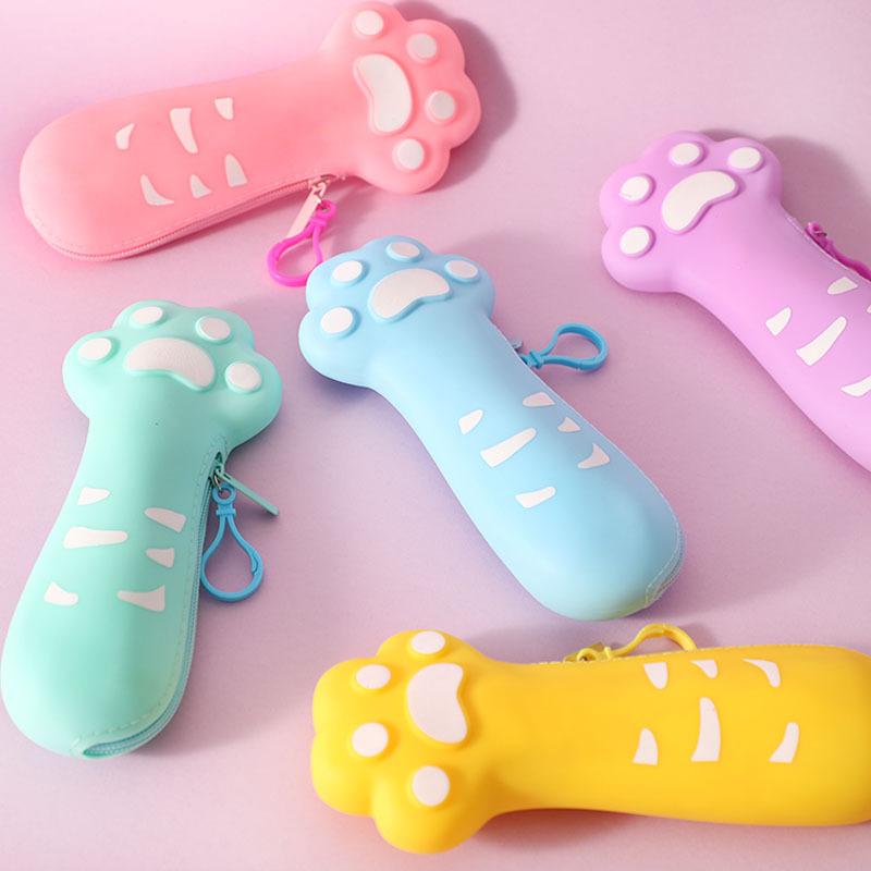 Silicone Cat Paw Pencil Case for Children Creative Girls' Cute Bag for School Students' Stationery Simple Yet Innovative Design