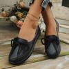 Fashion Classic Bowknot Decoration Pu Slip On Pumps Women 2025 Summer Round Toe Low Heel Loafers Shoes Elegant Soft Sole Nurse Shoes