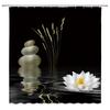 Stones And White Lotus In Water Shower Curtain Zen Spa White Bathroom Waterproof Extra Long Polyester Fabric For Bathtub Decor