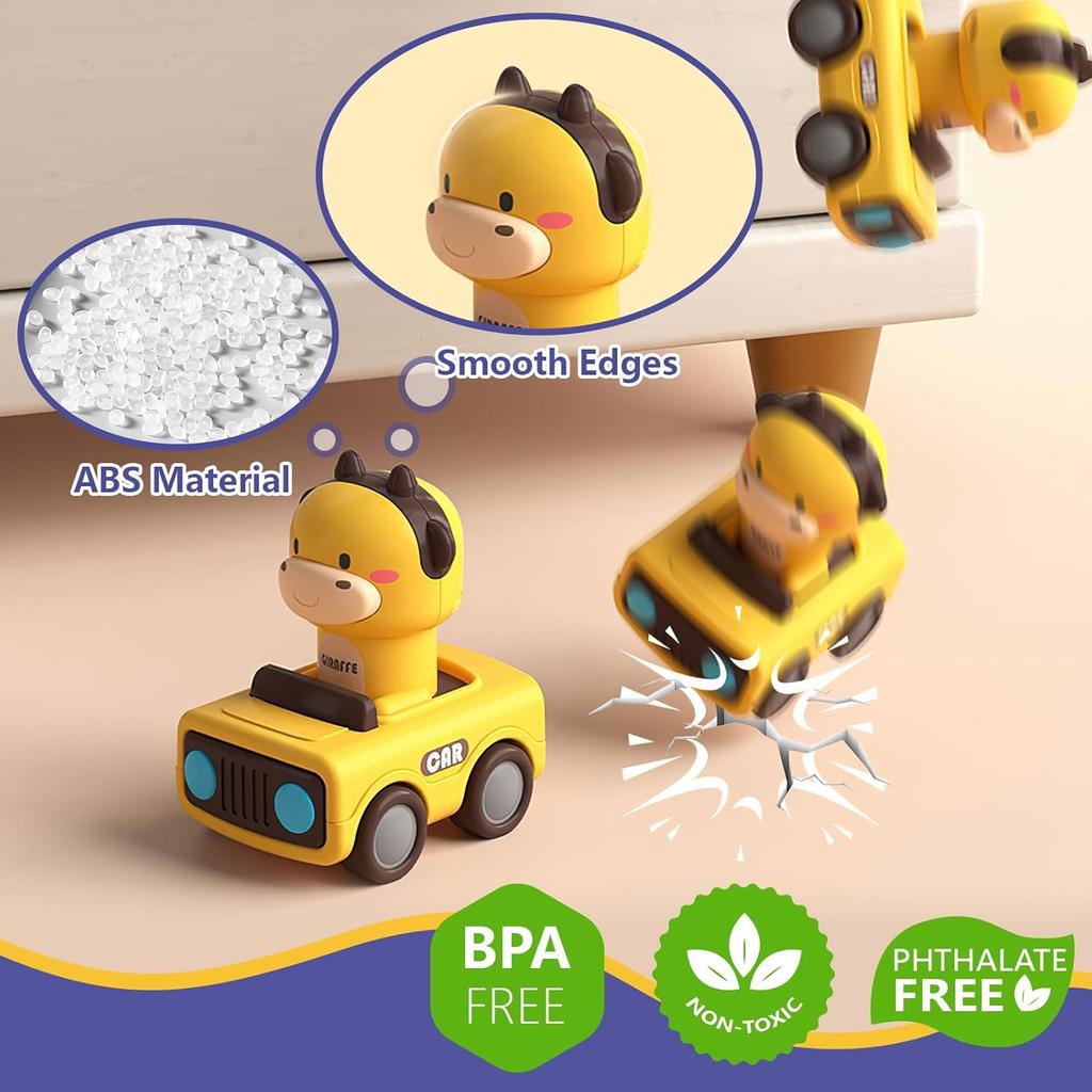 Druk en Ga Autootjes voor Peuters Dierlijke Baby Auto Speelgoed Duw en Ga Wrijvingsvoertuig Speelgoed voor Baby's Verjaardagscadeaus voor Jongens Meisjes
