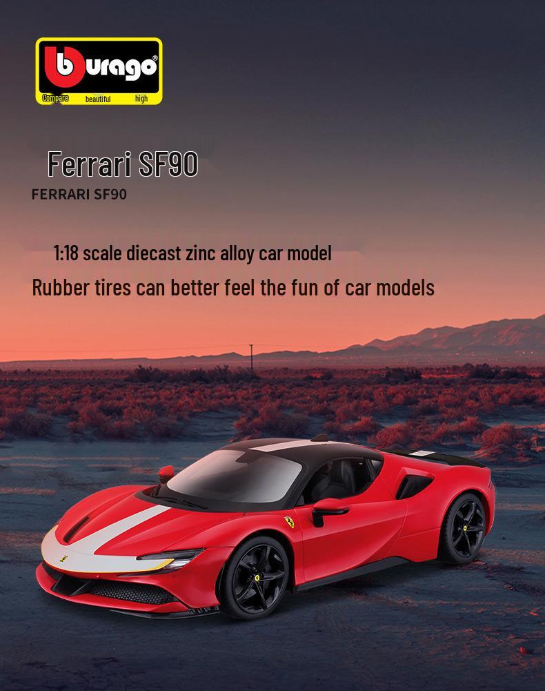 Bburago 1:18 SF90 Deluxe Alloy Model Car - Metal Ornament Collection, Ideal Gift for Boys