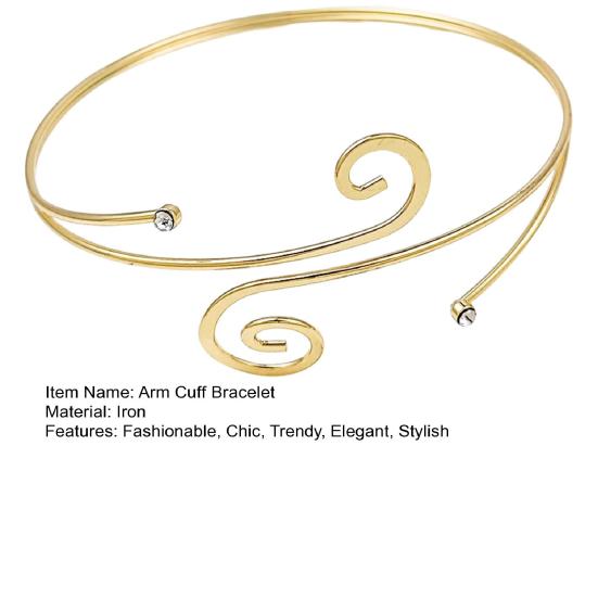Spiral Överarmsmanschett Armband Minimalistisk Strass Spiral Öppen Arm Bangle