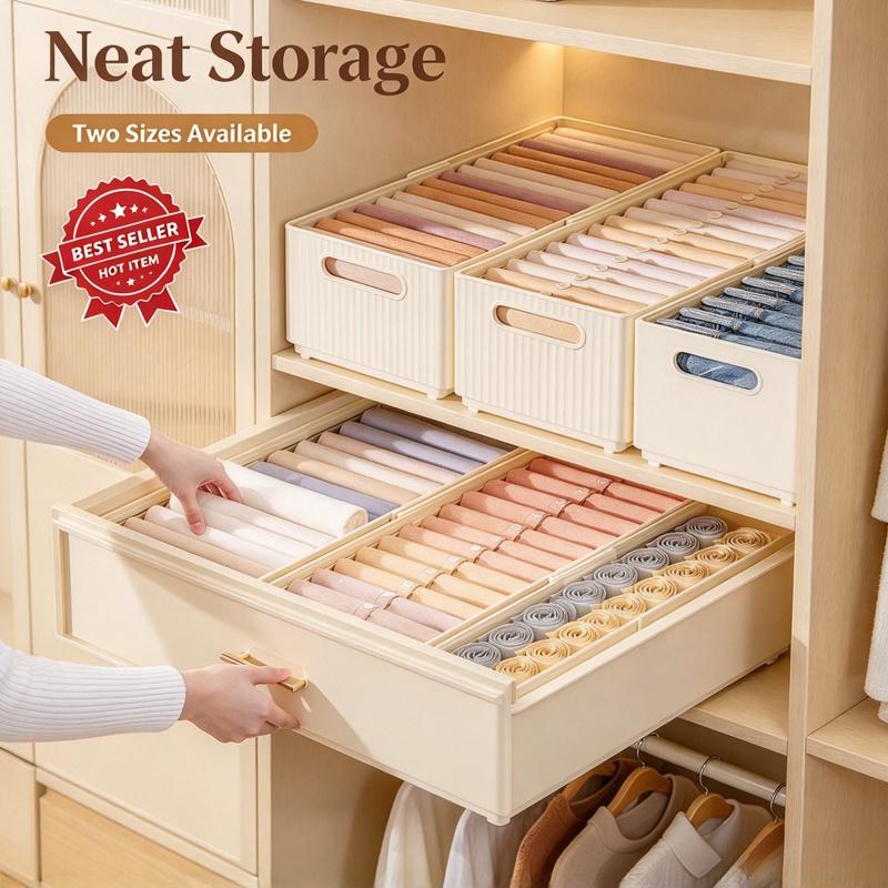 Foldable Fabric Storage Bin, Adjustable Multifunctional Organizer for Clothes Wardrobe Closet Kitchen