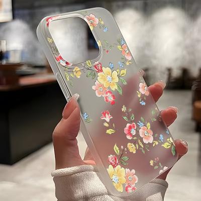 Capas para celular para iPhone 11 13 15 Pro Max 12 14 Pro Max Capa iPhone 16 15 Plus 13 Pro 12 Textura fosca Flores de desenho animado pintadas