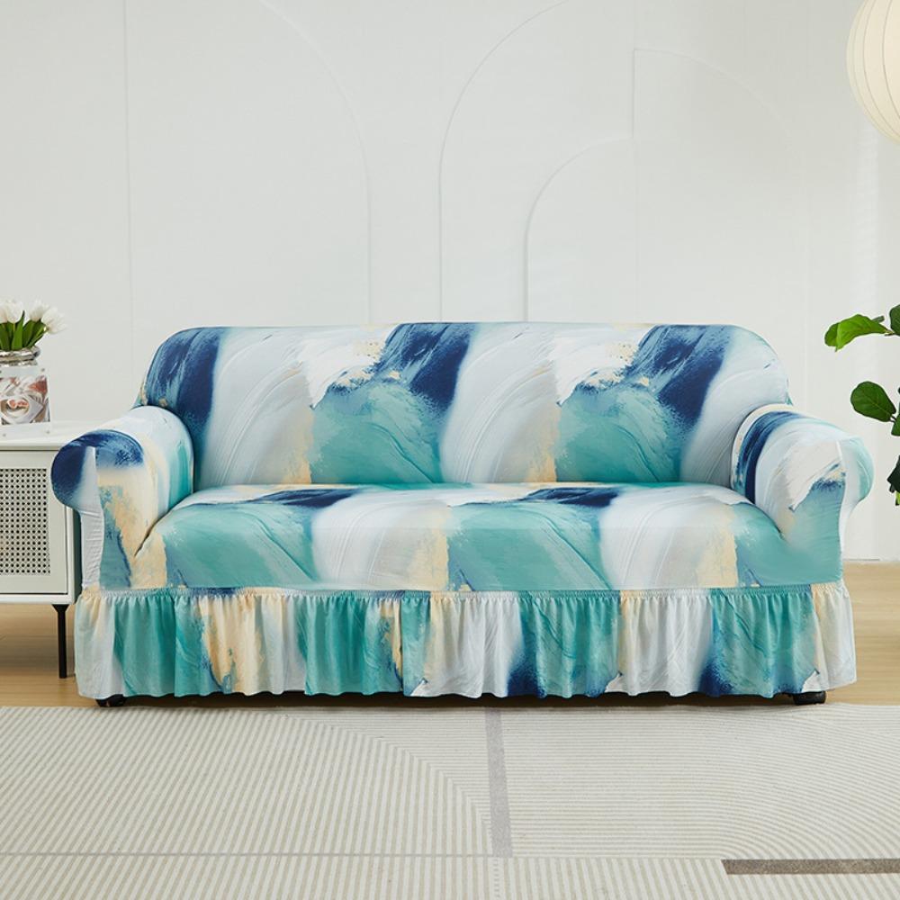 

Elastic Sofa Slipcover Full Coverage Universal Fit Skirt Style Modern Lazy Sofa Protector Single S 90-140CM