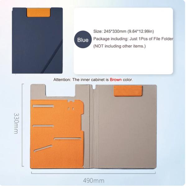 12.9x9.6in A4 Leather Business Padfolio Portfolio Folder Magnetic Clipboard Conference Folders Document Card Organizer Office