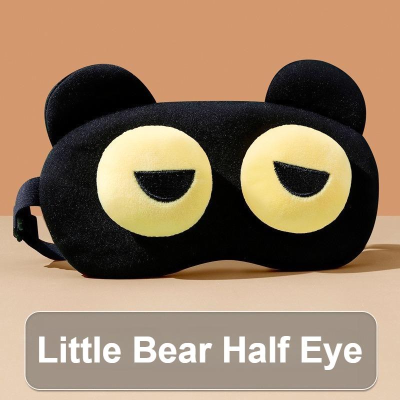 1pc Soft Polyester Cute Cartoon Bear Eye Mask | Light Blocking Sleep Mask with Adjustable Pull Closure, Design for Travel, Work