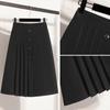 DIMANAF 2025 Plus Size Summer Elastic Skirts Casual Women Loose A-Line Skirt Pleated High Waist Fashion Vintage Maxi