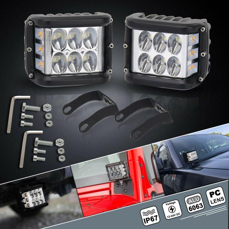 4'' Dual Side Shooter Dual Color Strobe Cree Pods for Truck ATV Boat 3-Sided 36W Car Work Lights LED Front Spotlights Lights