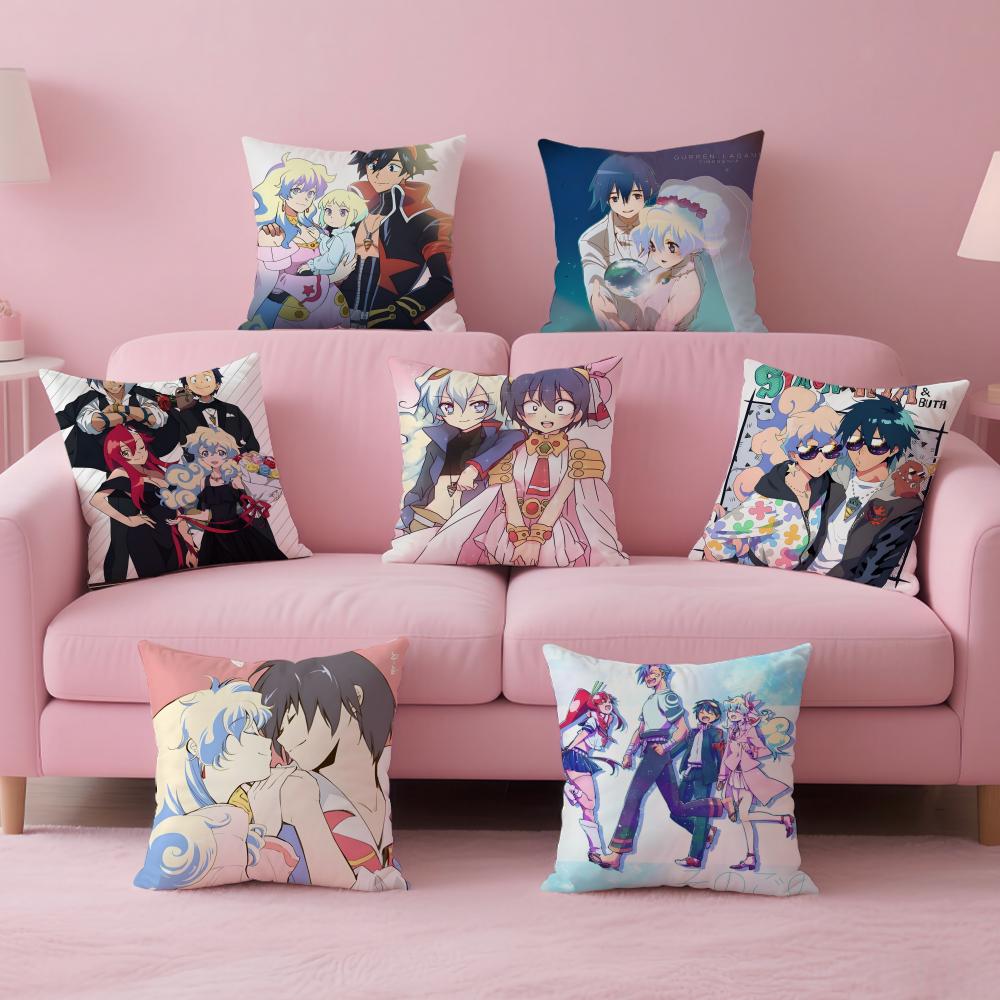 Epic Japanese Anime TTengen Toppa Gurren Lagann Cushion Cover Pillow Case Soft Skin Friendly Fabric Concealed Zipper