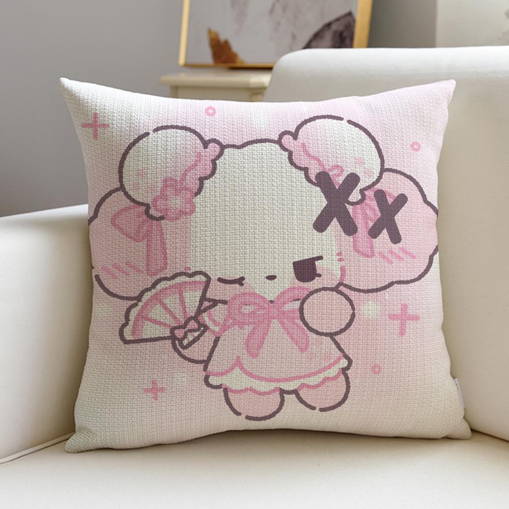 Sweet CCute NNonoS Cushion Cover Breathable and Skinfriendly Linen Pillowcase Square Removable and Washable Cushion