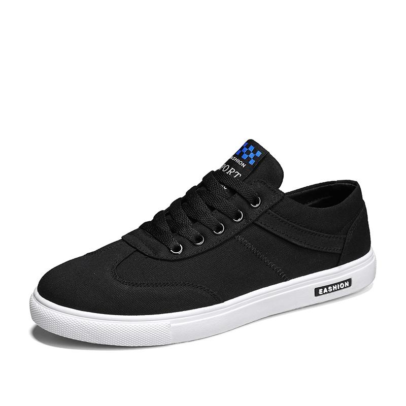 Black Canvas Breathable Men Shoes Trendy Flats Male Sneakers Outdoor Fashion Lace Up Casual Vulcanized Mens Sport Shoes