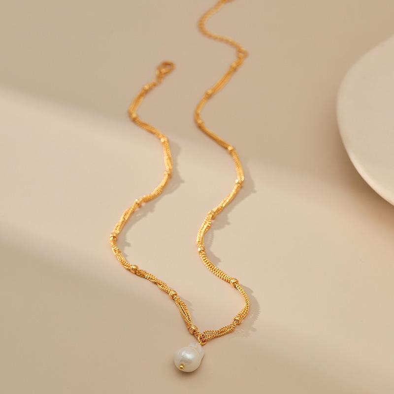 Baroque Style Irregular Shell Pearl Pendant Copper Chain Fashion Necklace For Women