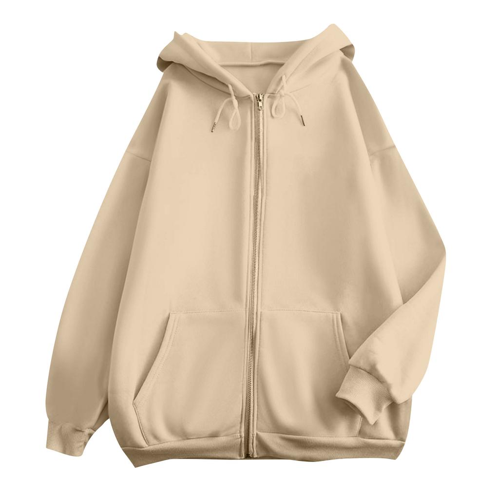 Women's Fashion Casual Long Sleeve Solid Color Hooded Sweatshirt Tops