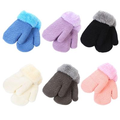 Keep Finger Warm Plus Velvet Kids Gloves Thick Knitting Mittens Baby Gloves Baby Kids