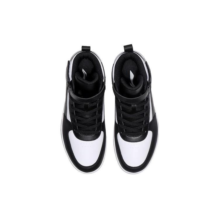 Li Ning Knight Mid Top Skateboard Shoes Men's Black White AGCM163-6
