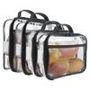 4PCS Clear PVC Organizing Bag Waterproof Zippered Toy Storage Bag Large Capacity Block Organizer Case with Mesh Side Pocket