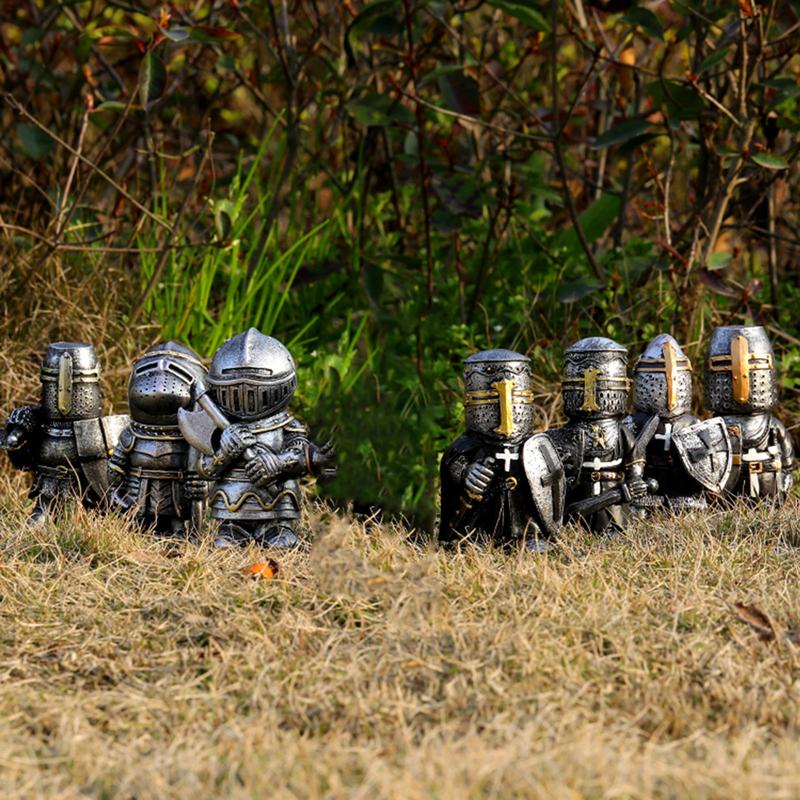 Trpasličí ozdoba socha venkovní dekorace dvora zahradní goblin voják rytíř stráž figurka brnění miniaturní socha dekorace