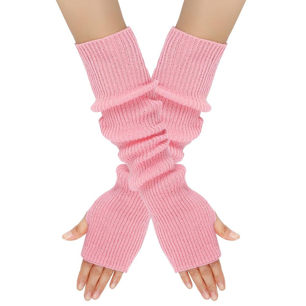 Knitted Fingerless Long Gloves Long Sleeve Elbow Mitten Y2K Arm Sleeve Gloves for Women Girls
